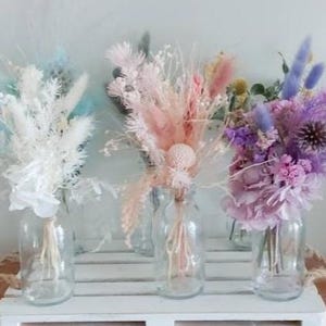 Mini Dried Floral Arrangement: Preserved Flowers in Glass Vase