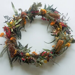 Dried Australian native floral front door wreath Christmas Holidays preserved flowers wedding Australiana home decorations rustic woodland image 9