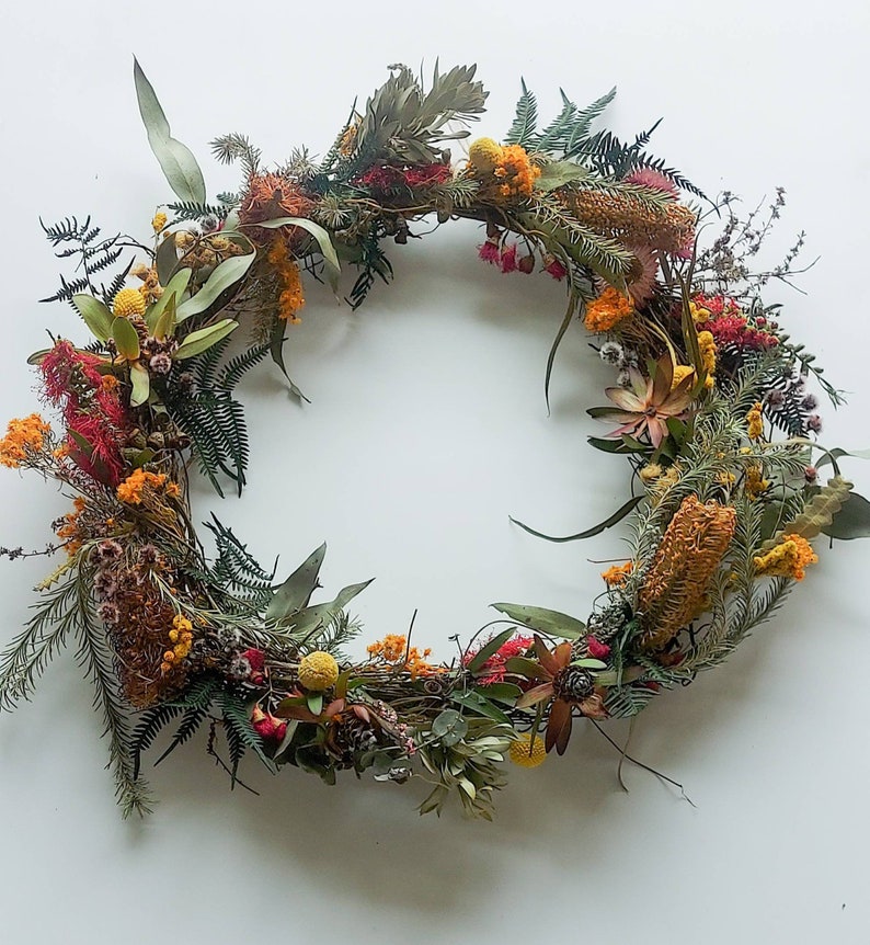 Dried Australian native floral front door wreath Christmas Holidays preserved flowers wedding Australiana home decorations rustic woodland image 9