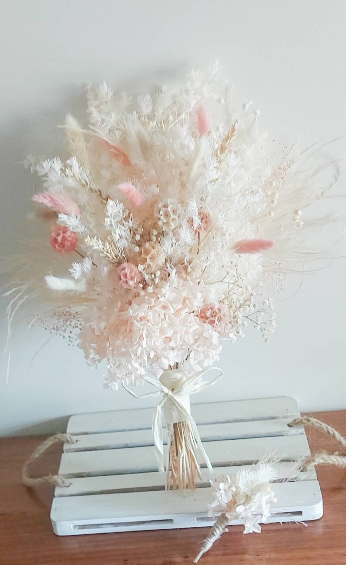 Blush Pink Dried Flower Arrangement Natural Preserved Flowers Etsy