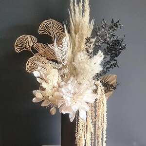Black Gold White Preserved Flower Arrangement Monochrome Flowers Luxury Dried Florals Everlasting Mothers Day Gifts Home Décor Weddings