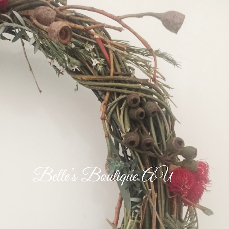 Fresh Rustic Eucalyptus Wreath Australian Native Front Door Wall Wreaths Christmas Holidays Home Decor Weddings Australiana Gumnuts Blossoms
