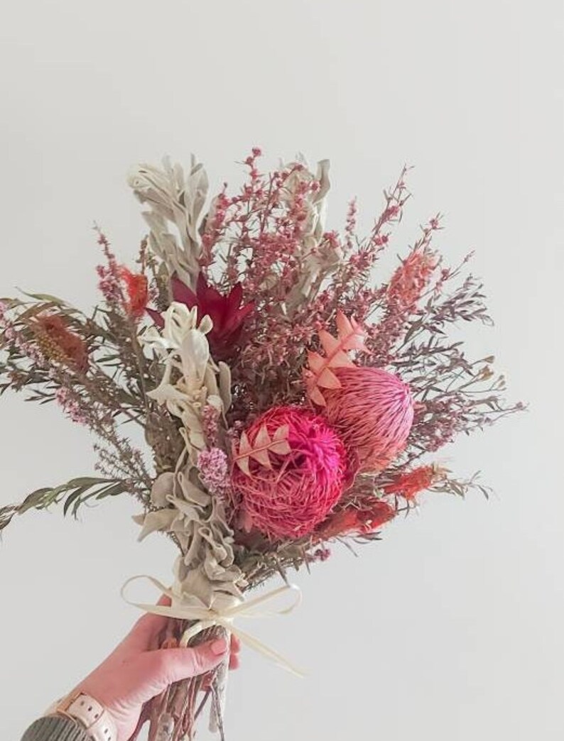 Dried Australian Native Flowers Arrangement Bouquet Bunch Pink Etsy