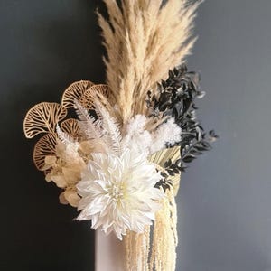 Black Gold White Preserved Flower Arrangement Monochrome Flowers Luxury Dried Florals Everlasting Mothers Day Gifts Home Décor Weddings
