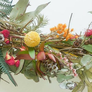 Dried Australian native floral front door wreath Christmas Holidays preserved flowers wedding Australiana home decorations rustic woodland image 8