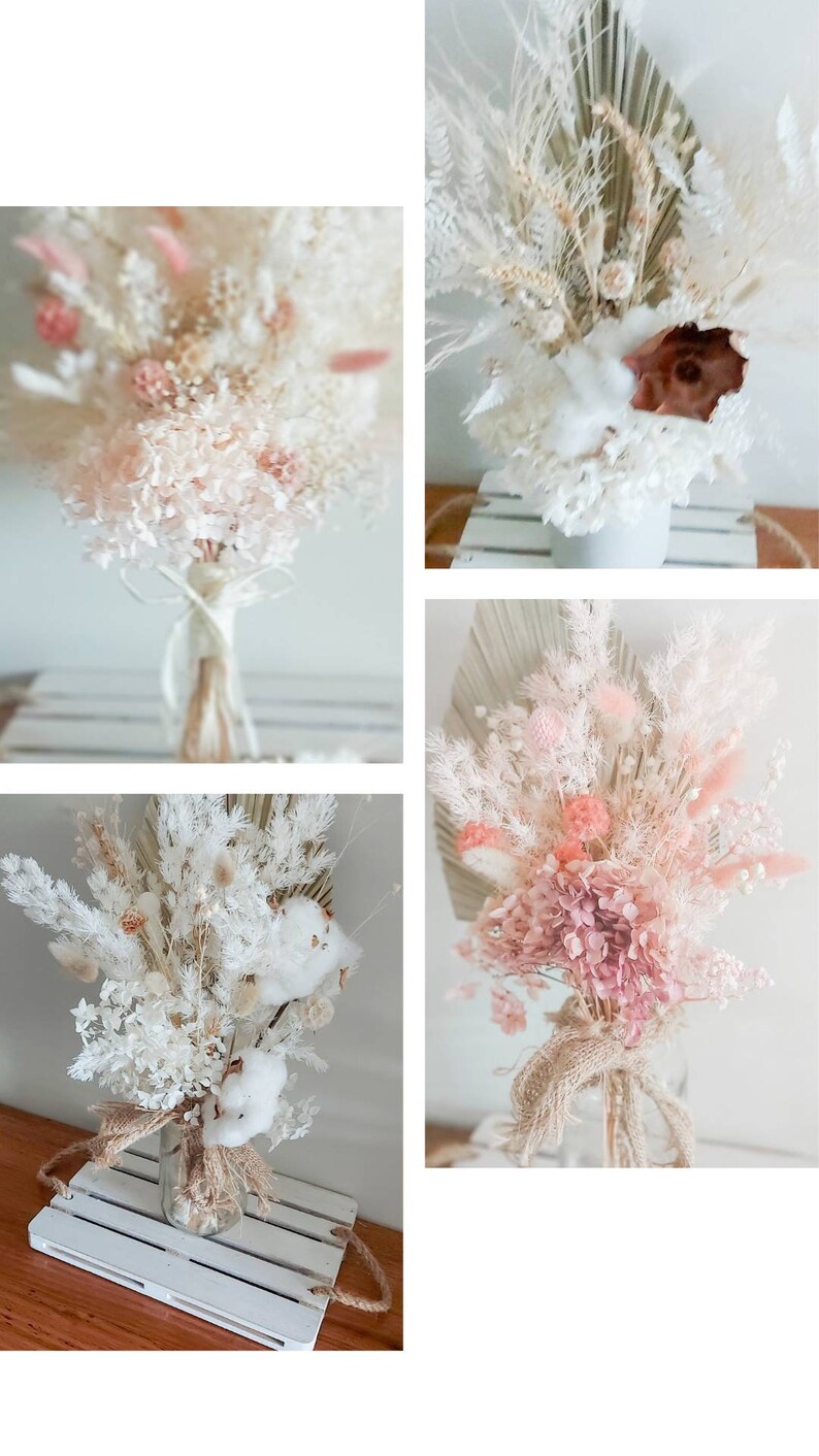 Blush Pink Dried Flower Arrangement Natural Preserved Flowers Etsy