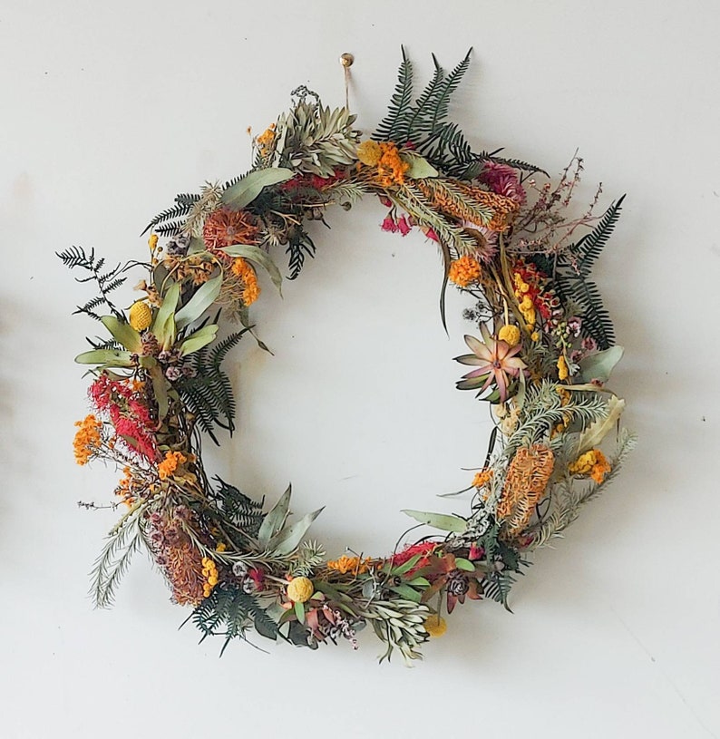 Dried Australian native floral front door wreath Christmas Holidays preserved flowers wedding Australiana home decorations rustic woodland image 4