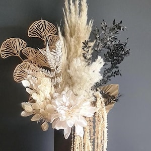 Black Gold White Preserved Flower Arrangement Monochrome Flowers Luxury Dried Florals Everlasting Mothers Day Gifts Home Décor Weddings