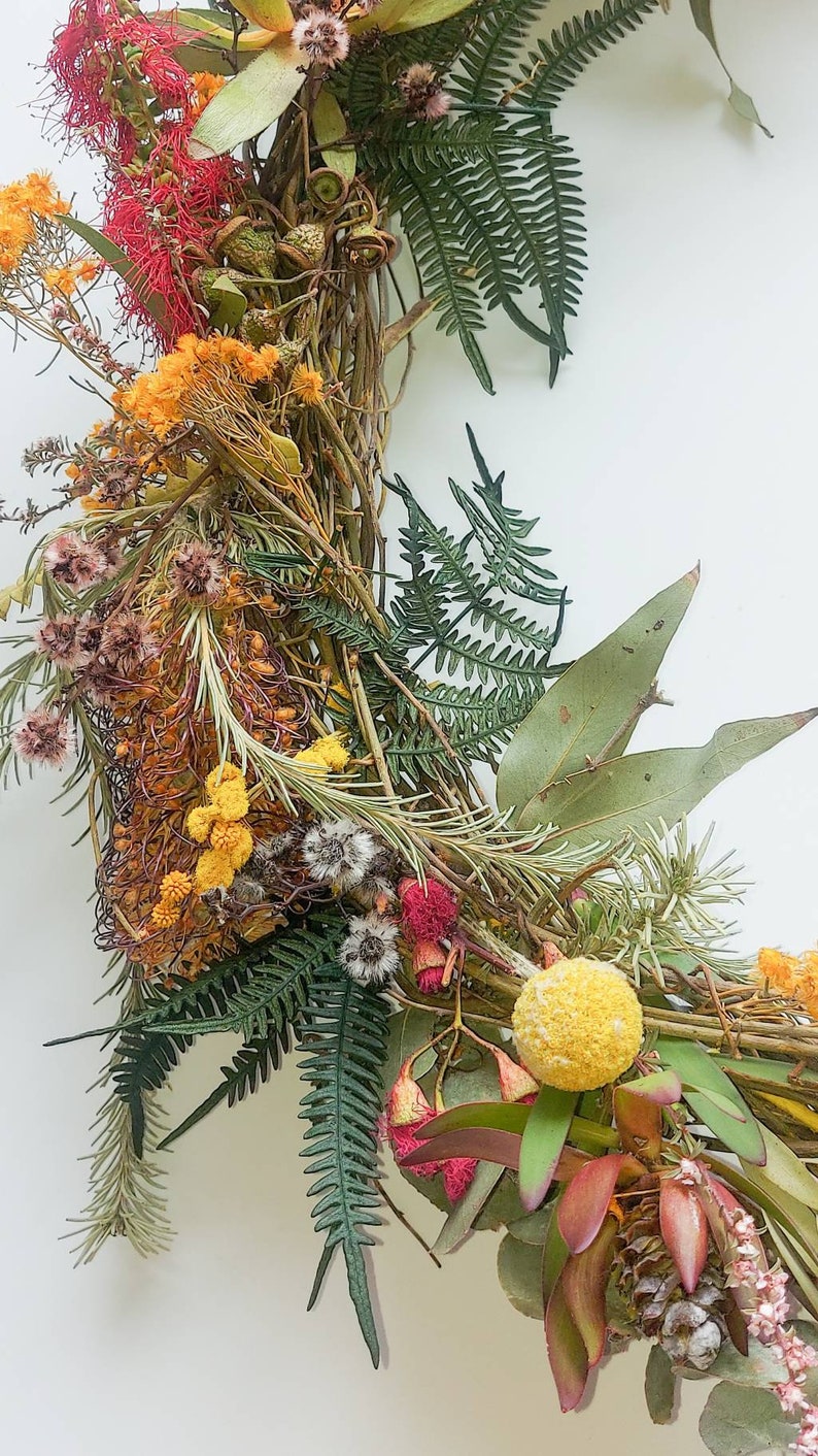 Dried Australian native floral front door wreath Christmas Holidays preserved flowers wedding Australiana home decorations rustic woodland image 7