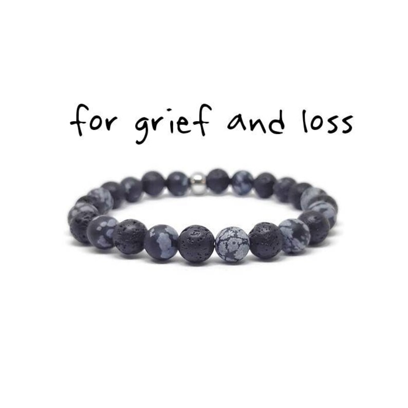 Grief and Loss Bracelet Healing Crystals Gift for Grief Apache Tears Bracelet Obsidian Bracelet Lava Stone Cleansing grief protection Bild 1