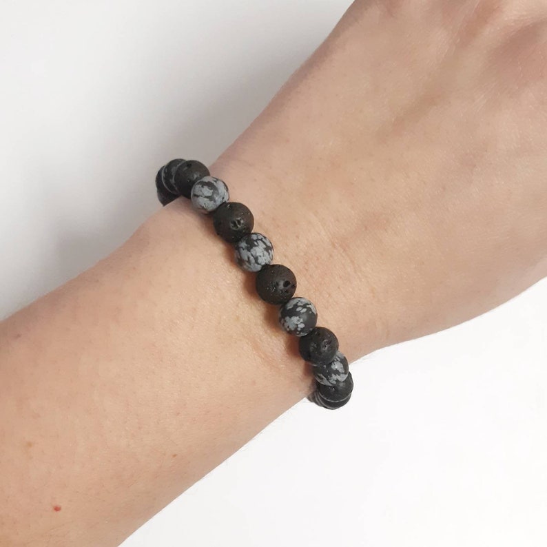 Grief and Loss Bracelet Healing Crystals Gift for Grief Apache Tears Bracelet Obsidian Bracelet Lava Stone Cleansing grief protection image 3