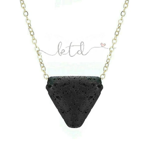 Triangle diffuser necklace- essential oil diffuser jewelry- minimalist lava stone necklace-  aromatherapy necklace- christmas gift for her