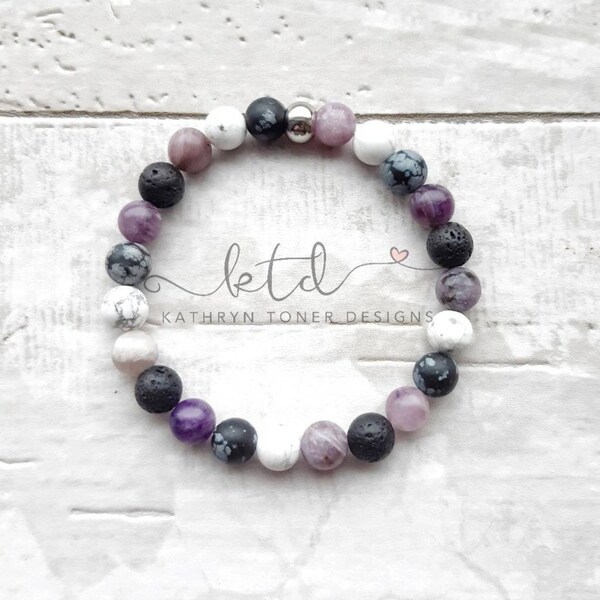 Bracelet aromathérapie- bracelet diffuseur- bracelet en pierre de lave- bracelet diffuseur violet- bracelet de guérison en cristal- bracelet à l’huile essentielle