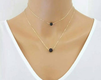 Essential oil diffuser necklace- double lava stone necklace- aromatherapy jewelry- diffuser necklace- lava rock necklace- diffuser jewellery