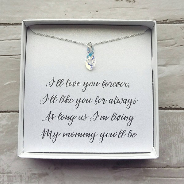 Mother's day gift- gift for mom- infinity necklace- mother of the bride gift- Swarovski crystal- I'll Love you forever- sterling silver