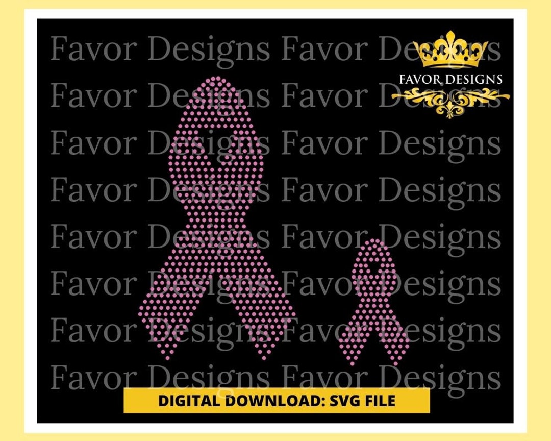 Cancer Ribbon Rhinestone Breast Cancer Ribbons 10SS Rhinestone Svg/cancer Svg/pink Svg ...