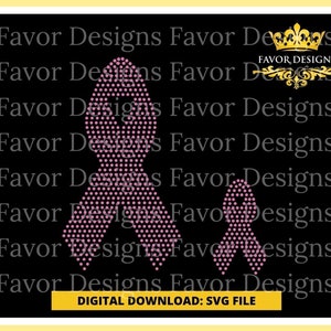 Breast Cancer Ribbons 10SS Rhinestone SVG/Cancer Svg/Pink Svg/Rhinestone Design/Breast Cancer Ribbon/Silhouette/Svg Design/Ribbon SVG/Cricut