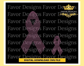 Breast Cancer Ribbons 10SS Rhinestone SVG/Cancer Svg/Pink Svg/Rhinestone Design/Breast Cancer Ribbon/Silhouette/Svg Design/Ribbon SVG/Cricut