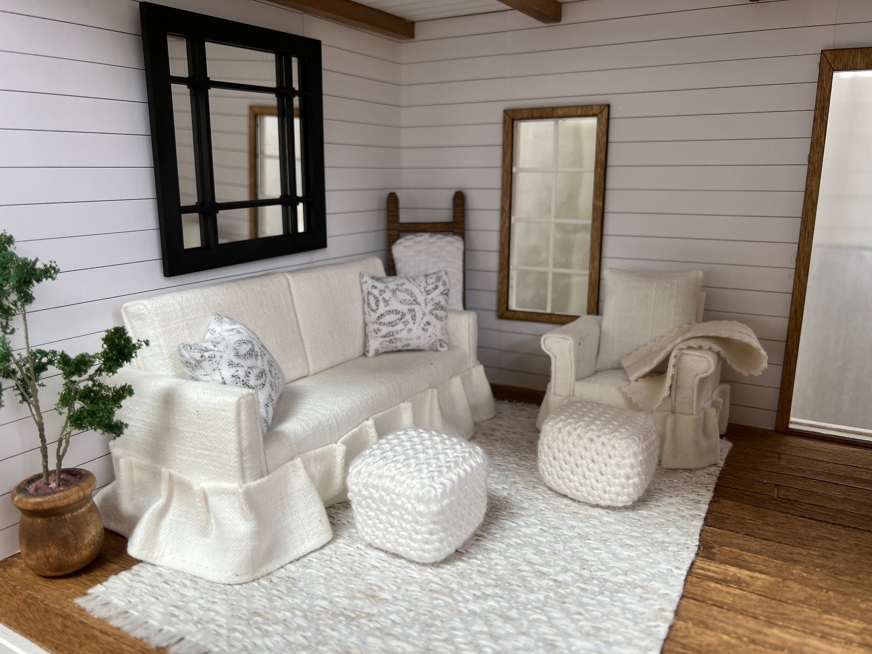 Dollhouse Miniatures Pouf Ottoman Dollhouse Decor 112 Scale Etsy