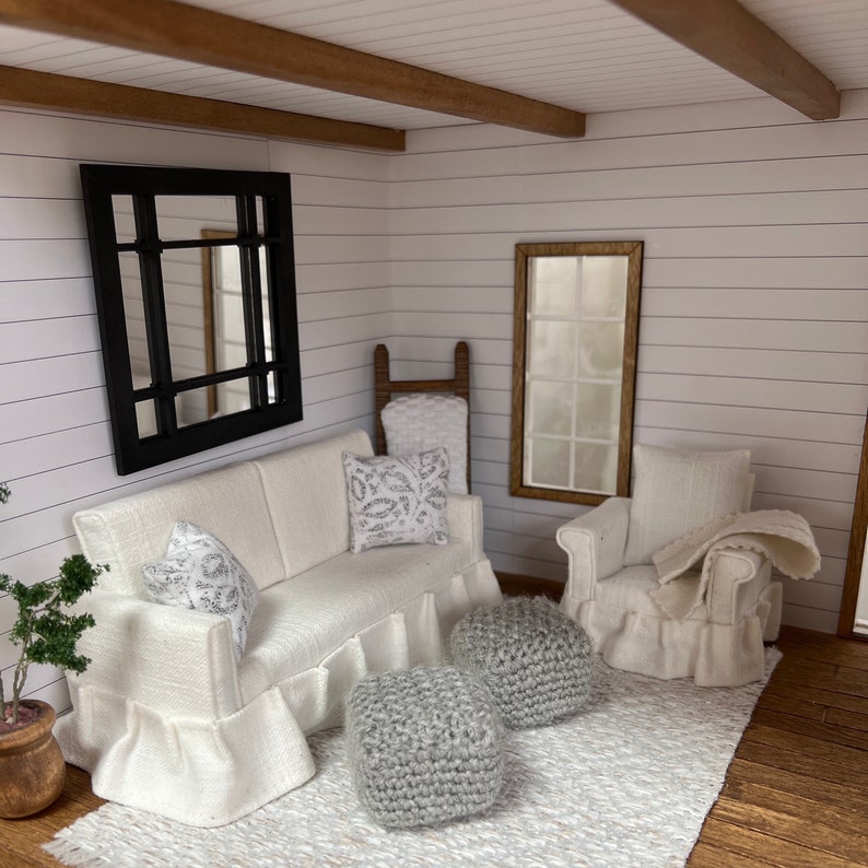 Dollhouse Miniatures Pouf Ottoman Dollhouse Decor 112 Scale Etsy