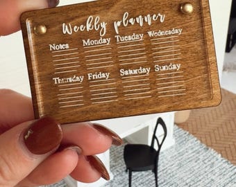Miniature Weekly Planner Board, 1:12 Scale Dollhouse Office Decor