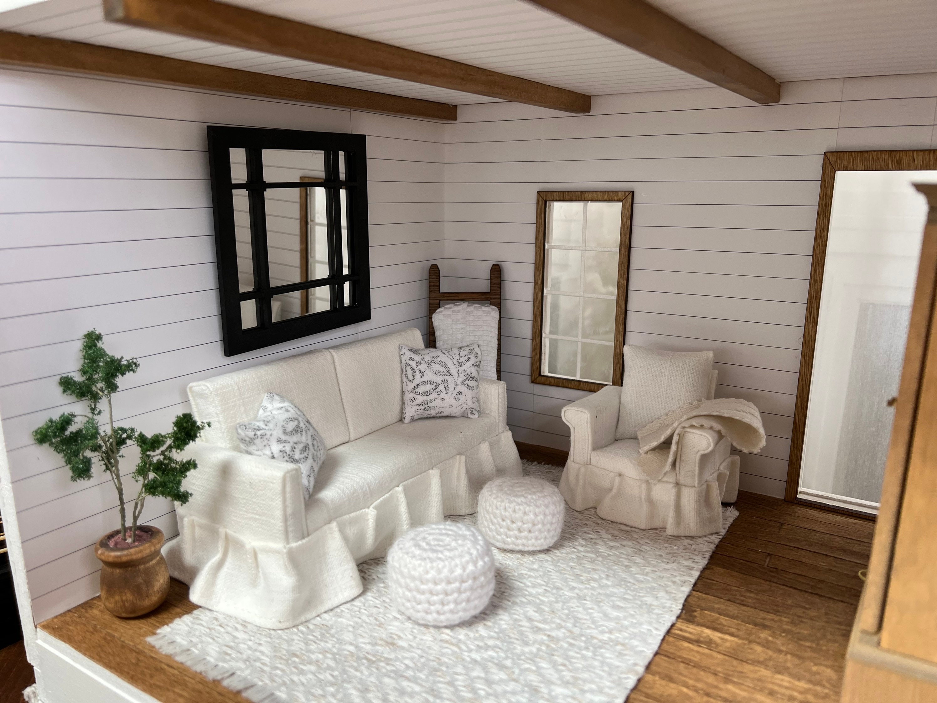 Dollhouse Miniatures Pouf Ottoman Dollhouse Decor 112 Scale Etsy