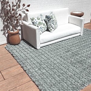 Dollhouse Miniature Area Rug 1:12 scale, dollhouse textiles, miniature carpet, miniature rugs, sage green rug