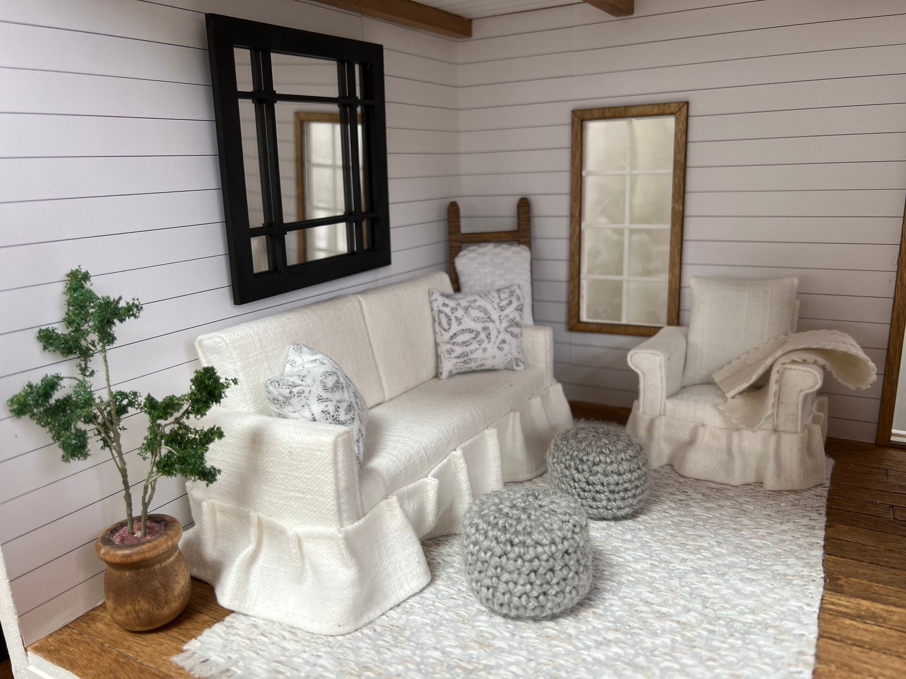 Dollhouse Miniatures Pouf Ottoman Dollhouse Decor 112 Scale Etsy