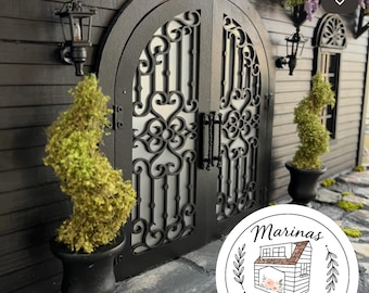 Wrought Iron Style Ornate Arched Dollhouse Door SVG File | 1:12 Scale | Digital Download | Laser Cutting File