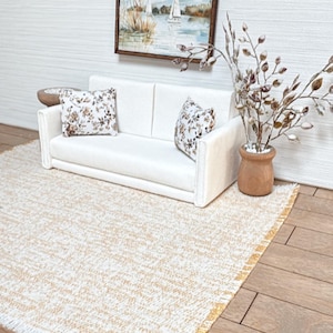 Dollhouse Miniature Area Rug 1:12 scale, dollhouse textiles, miniature carpet, miniature rugs, yellow rug