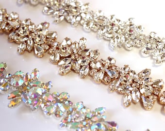 Rhinestone Applique, 36'' crystal trimSash Applique Rhinestone trim rhinestone applique crystal sash bridal sash headband wedding headpiece