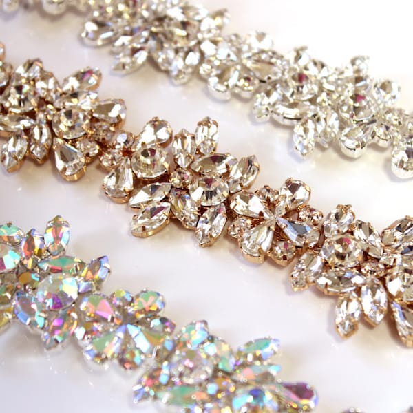 Rhinestone Applique, 36'' crystal trimSash Applique Rhinestone trim rhinestone applique crystal sash bridal sash headband wedding headpiece