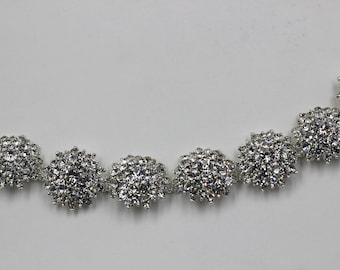 Crystal Rhinestone Bridal Applique Trim, Silver Wedding Sash (1 Yard)