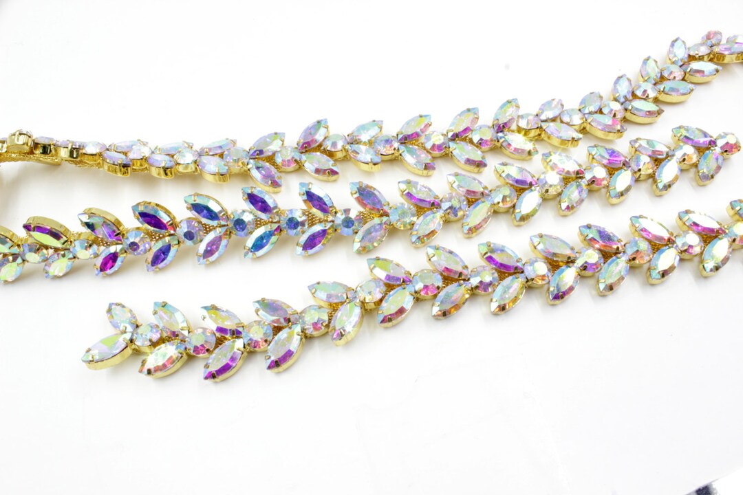 Ab Gold AB Gold Rhinestone Applique Trim, Bridal Sash, Headband, 1 Yard - Etsy