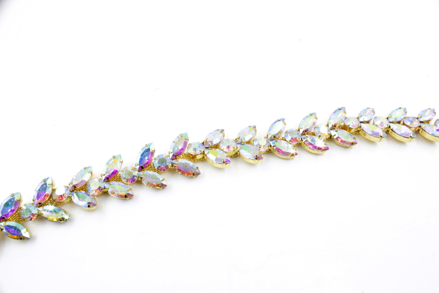 Ab Gold AB Gold Rhinestone Applique Trim, Bridal Sash, Headband, 1 Yard - Etsy