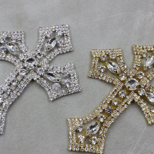 Silber Kreuz, Braut Applikation, Strass Applikationen, Strass Applikationen, Strass Applikation, Kristall Schärpe, Braut Schärpe, Stirnband Hochzeit Kopfschmuck