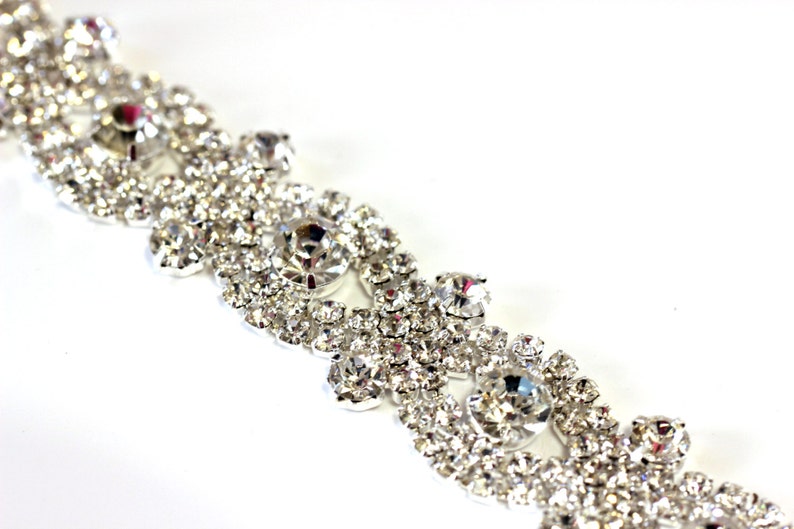 AB Crystal Rhinestone Trim, Bridal Sash Applique, 36 Inches image 2