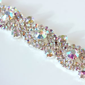 AB Crystal Rhinestone Trim, Bridal Sash Applique, 36 Inches image 1