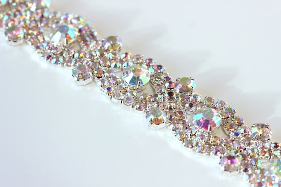 AB Crystal Rhinestone Trim, Bridal Sash Applique, 36 Inches