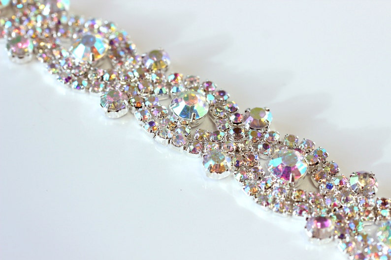 AB Crystal Rhinestone Trim, Bridal Sash Applique, 36 Inches image 1