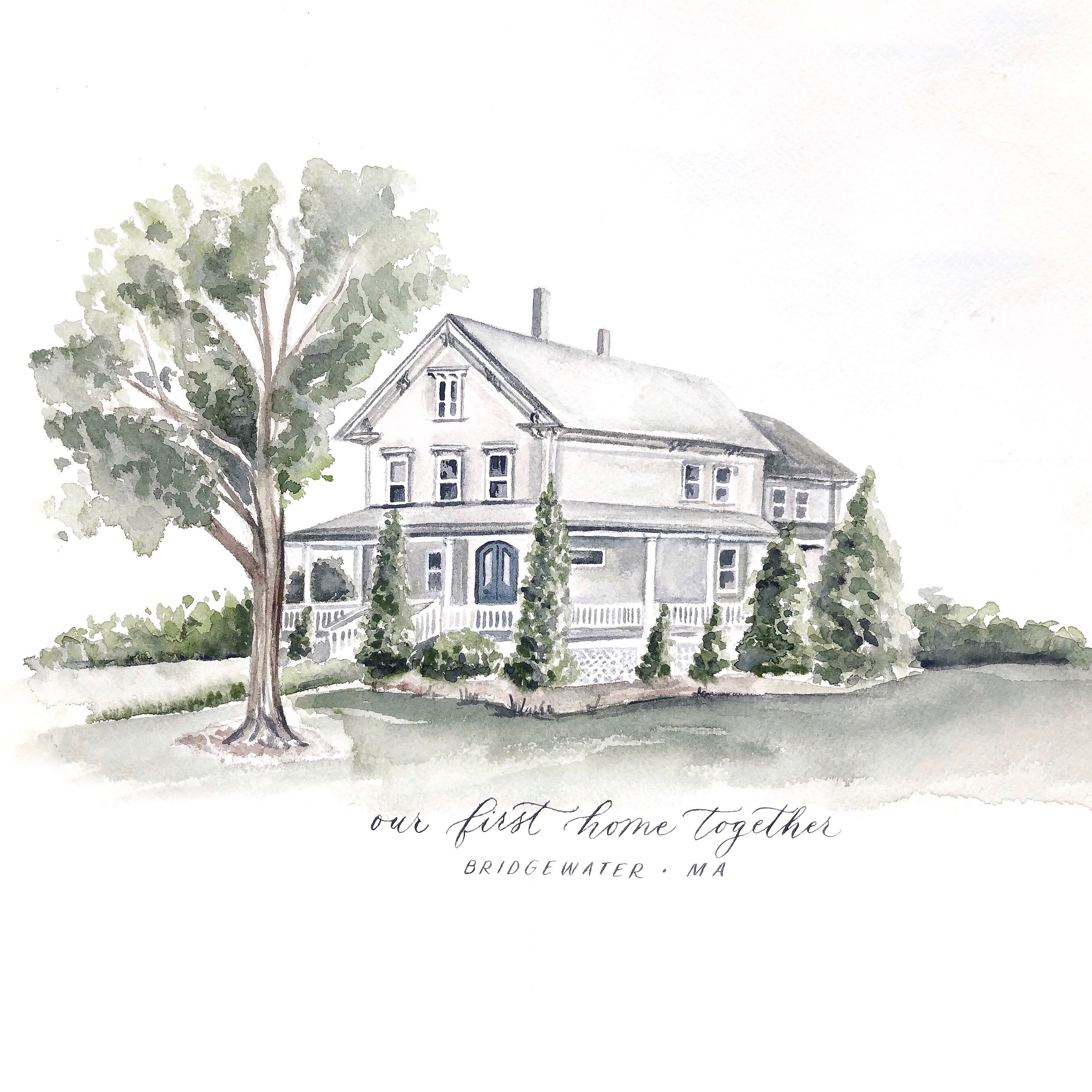 Custom Watercolor House Portrait | Housewarming Gift | Watercolor ...