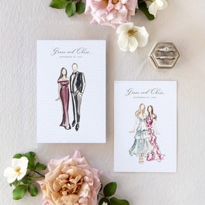 Wedding Guest Portrait | Guest Portraits | Unique Wedding Favor | Live Guest Portraits | Fashion Sketch | Unique Escort Card | Place Card