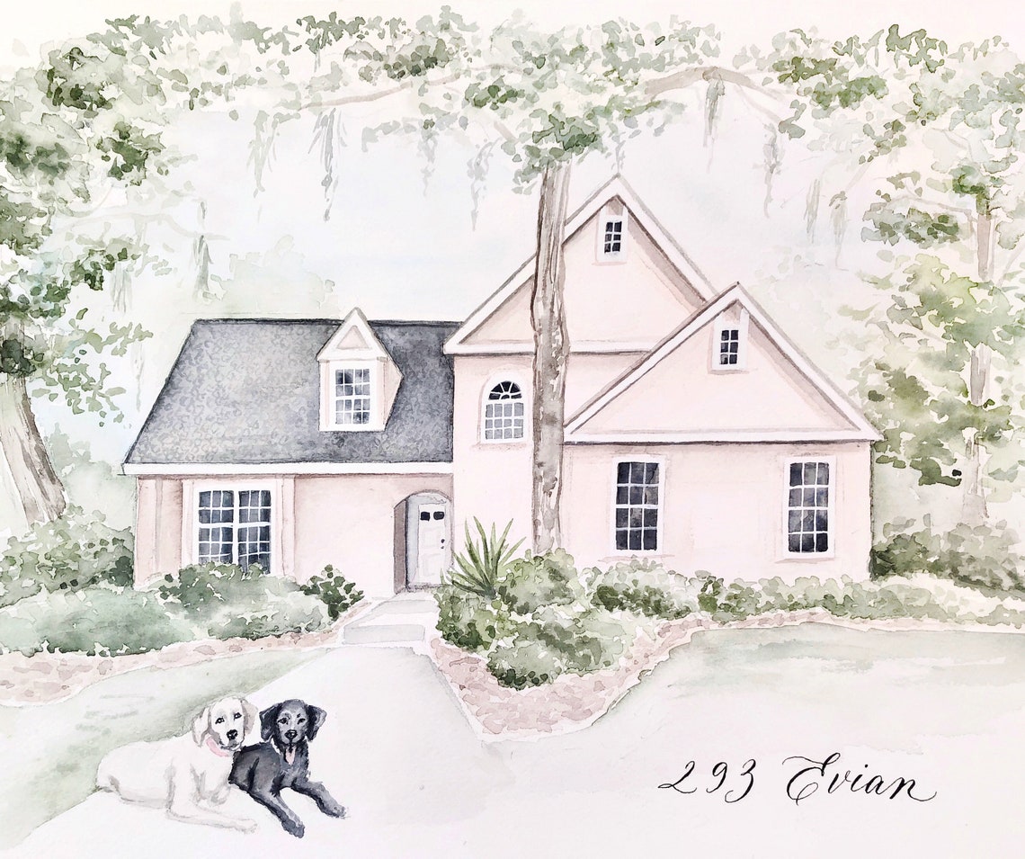 Custom Watercolor House Portrait | Housewarming Gift | Watercolor ...