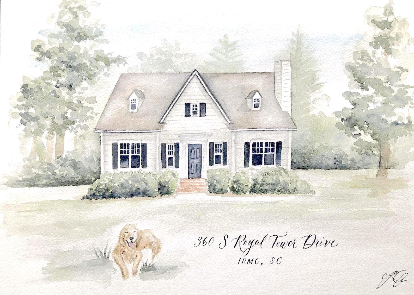 Custom Watercolor House Portrait | Housewarming Gift | Watercolor ...