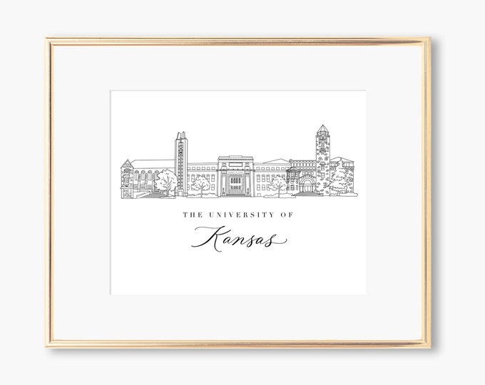 University of Kansas Art Print | KU Drawing | Graduation Gift | College ...