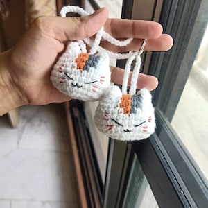 Nyanko Sensei Virkat Amigurumi Huvudmönster, Anime Nyckelring (Digital Nedladdning)