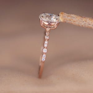 2.00ct Oval Moissanite Engagement Ring: 9x7mm Rose Gold Diamond Ring