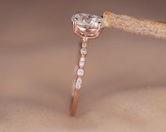 2.00ct Oval Moissanite Engagement Ring: 9x7mm Rose Gold Diamond Ring