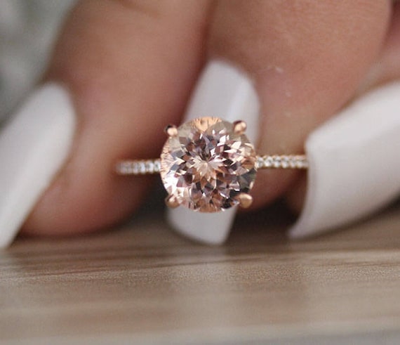 Solitaire morganite engagement best sale ring