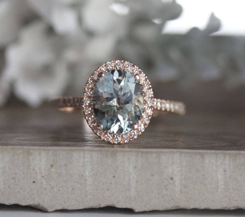 Bague de fiançailles aiguemarine ovale 9x7mm naturelle Etsy